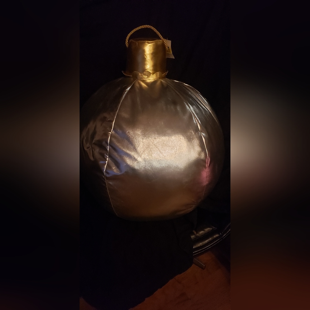 Jumbo large holiday time metallic silver Christmas bulb pillow plush new